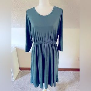 Wool& Fiona Fit & Flare Dress Sz Large Teal Blue NWOT